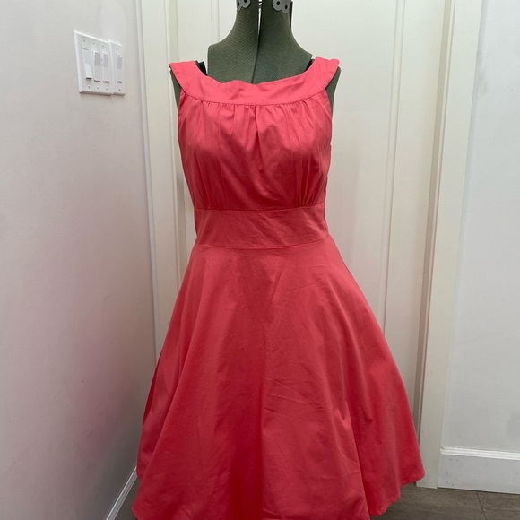 Pink tea dress. Light cotton — peachy pink. - Picture 2 of 6